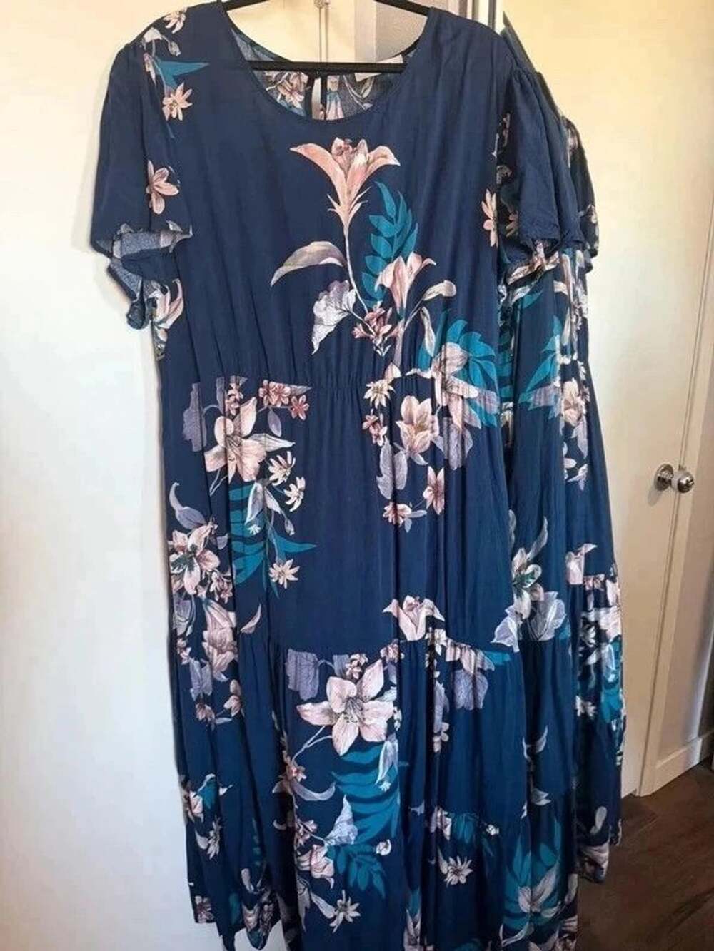 Nemidor | 4XL | Blue Floral Lightweight Polyester Casual Dress